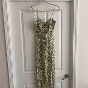 Zara Green Floral Spaghetti Strap Dress - Size S
